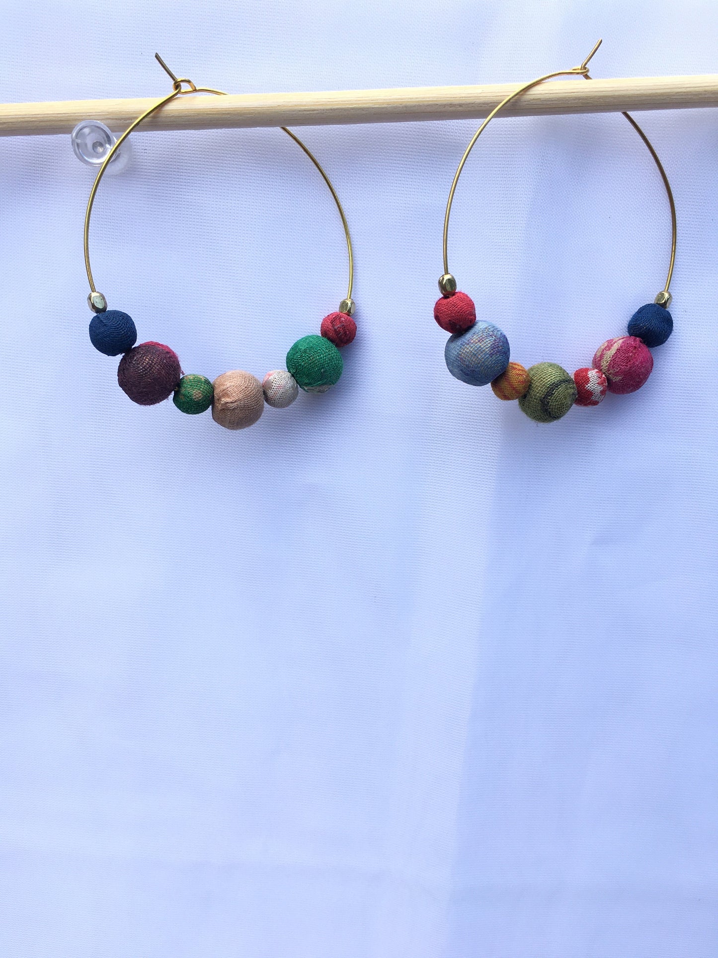 Sari Bead Simple Hoops