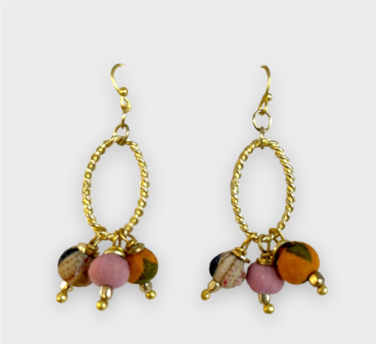 Sari Bead Oval Drop Earrings