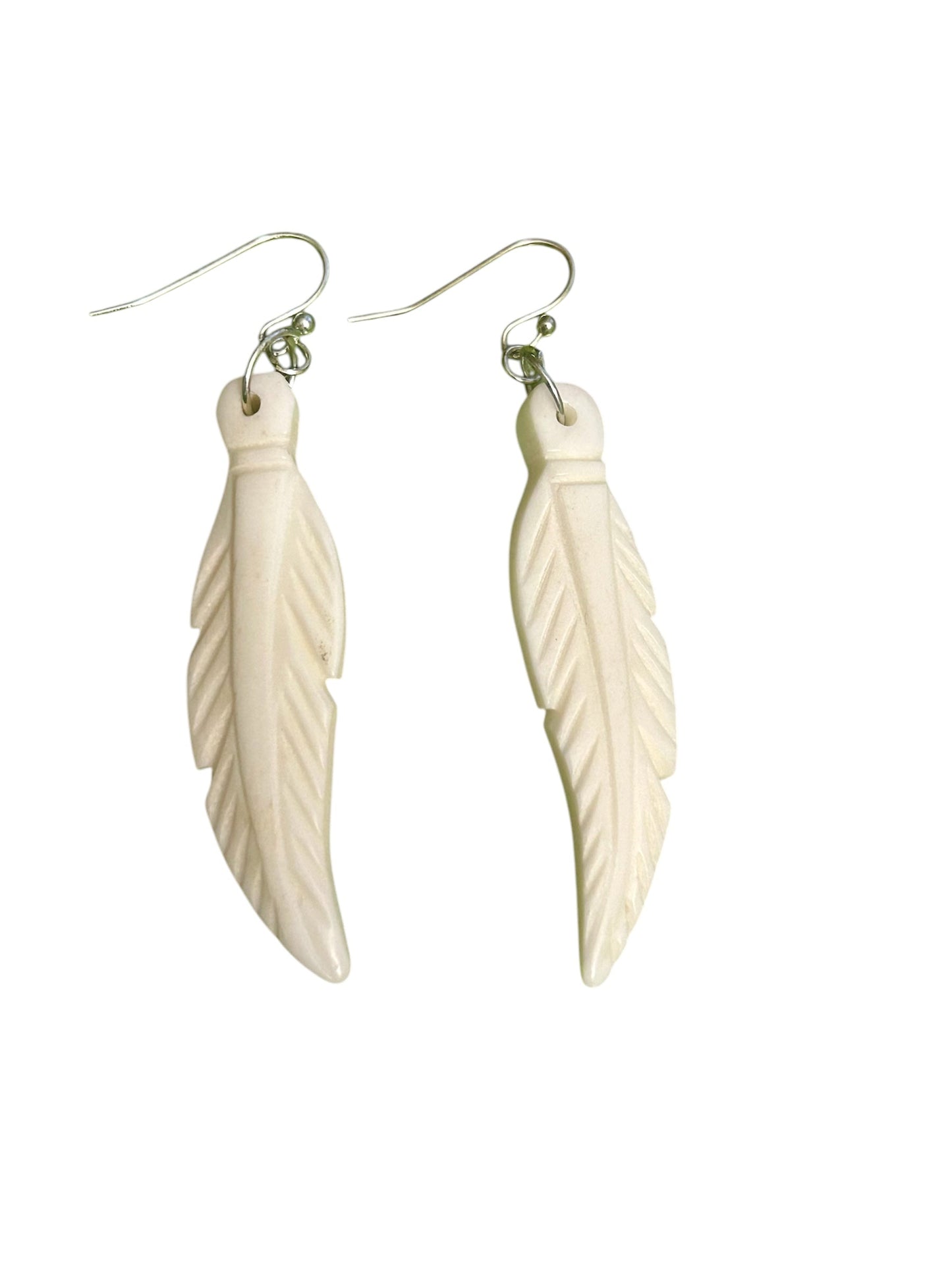 Carved Feather Earrings