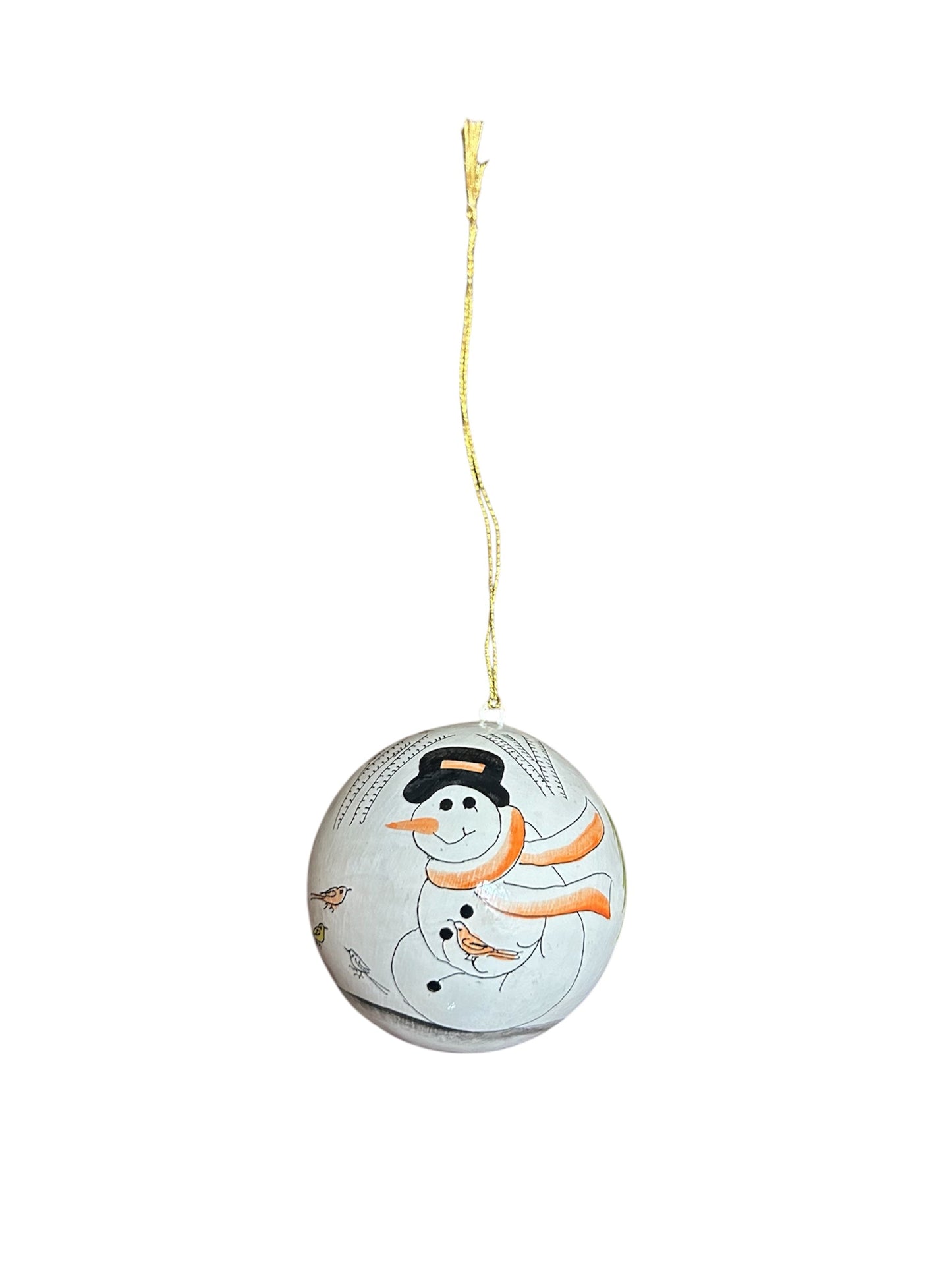 Snowman Paper Mache Ball Ornament