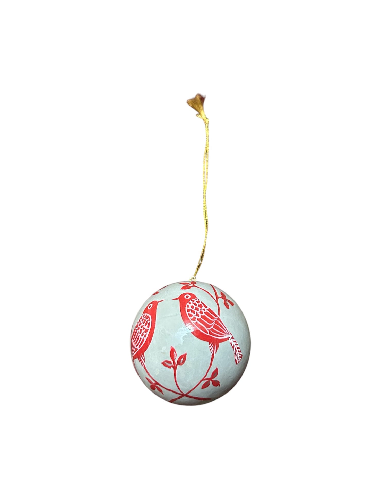 Bird Paper Mache Ball Ornament