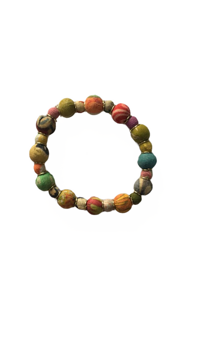 Sari Bead With Gold Accent Bracelet
