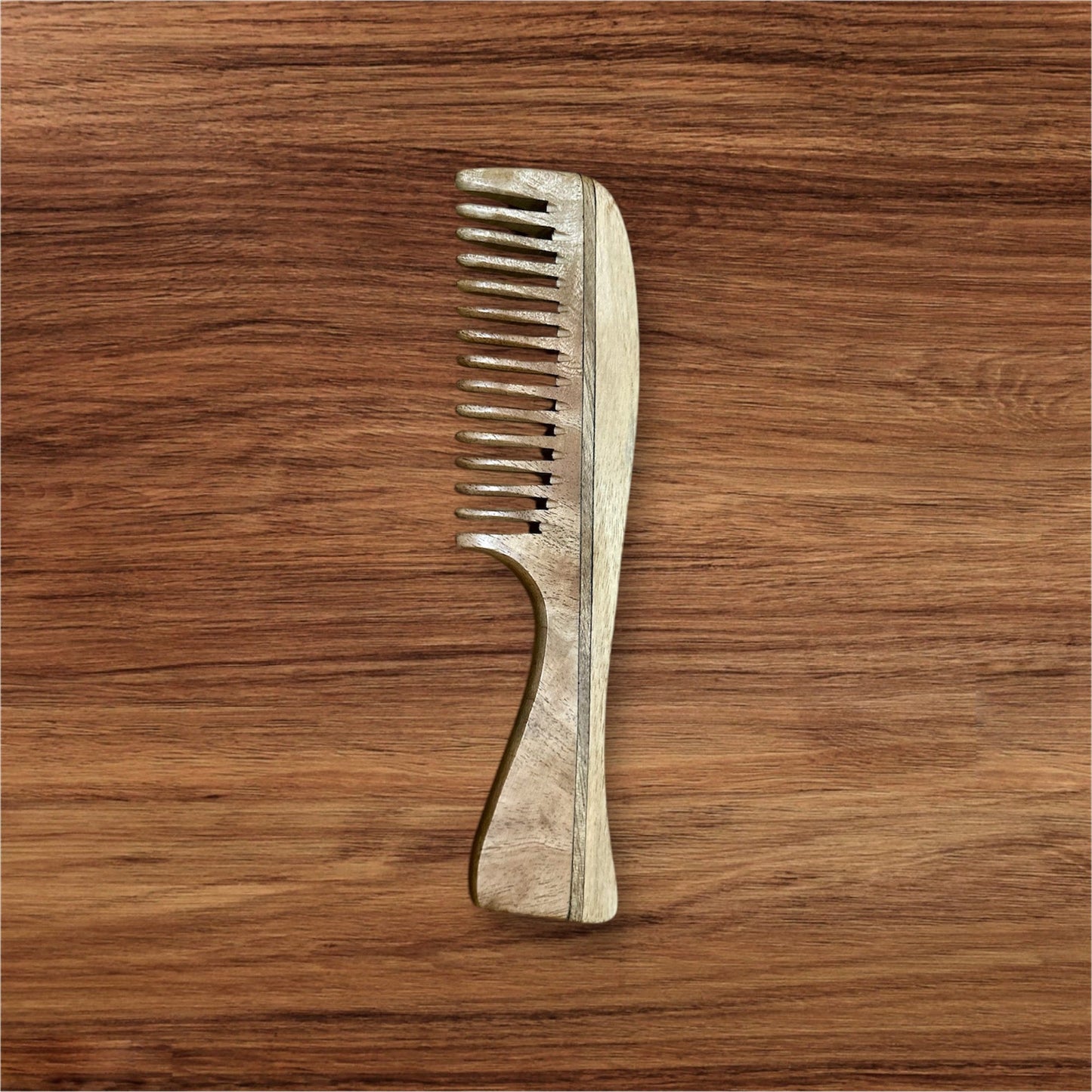 Neem Wood Handle Comb With Curved handle