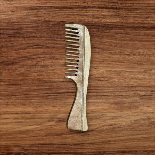 Neem Wood Handle Comb With Curved handle