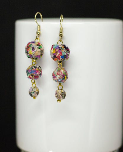 Three Bead Dangle Earrings