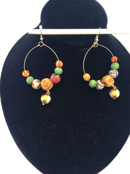 Graceful Cascade Sari Bead Earrings