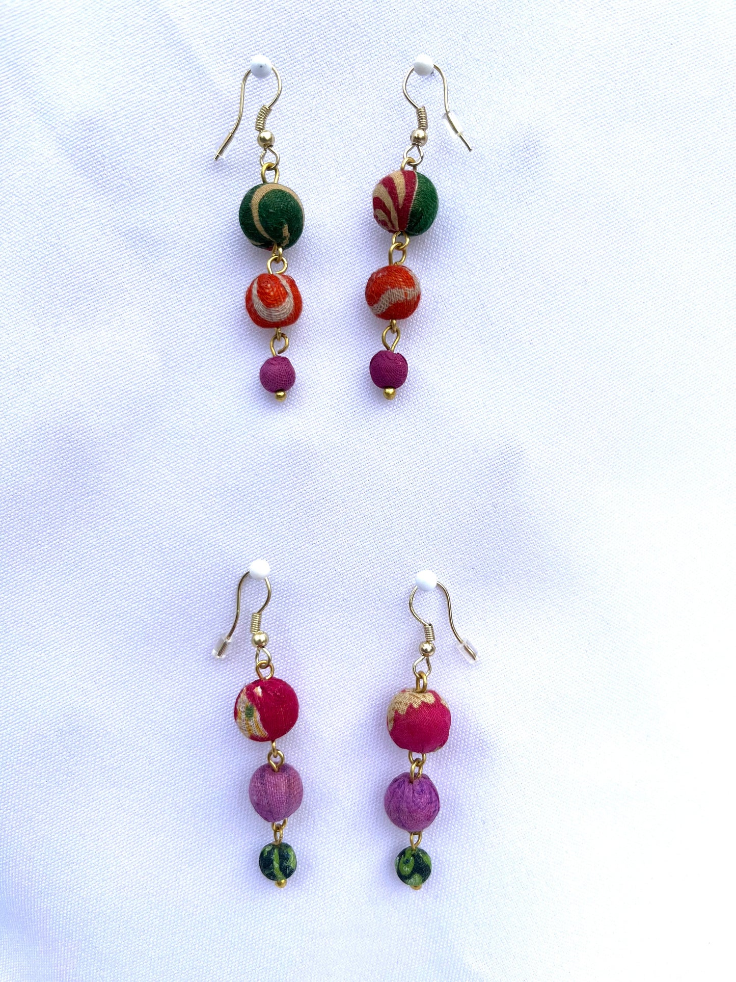 Three Bead Dangle Earrings