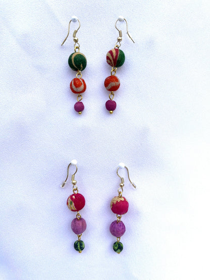 Three Bead Dangle Earrings