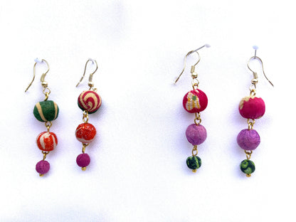Three Bead Dangle Earrings