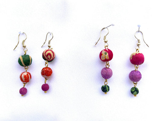 Three Bead Dangle Earrings