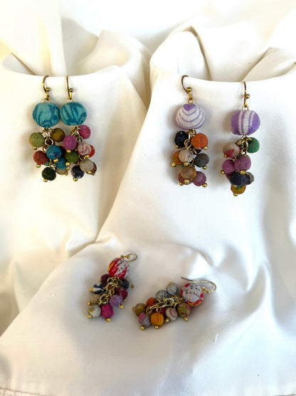 Color Splash Sari Beads Earrings