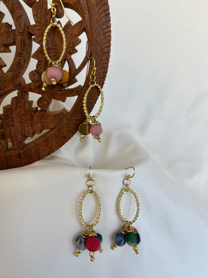 Sari Bead Oval Drop Earrings