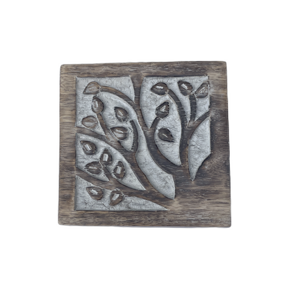 Square White Washed Tree Box