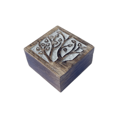 Square White Washed Tree Box