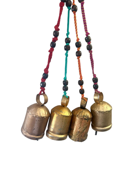 String-Threaded Iron Bell with  beads