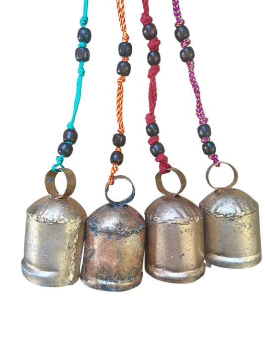 String-Threaded Iron Bell with  beads