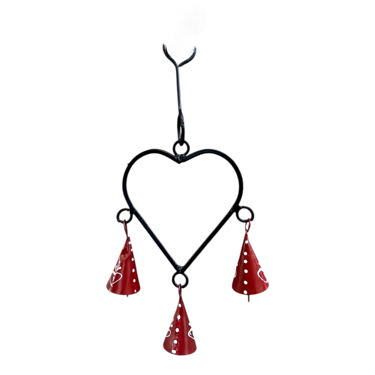 Heart Chime Black with 3 Red Bells