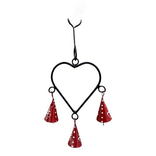 Heart Chime Black with 3 Red Bells