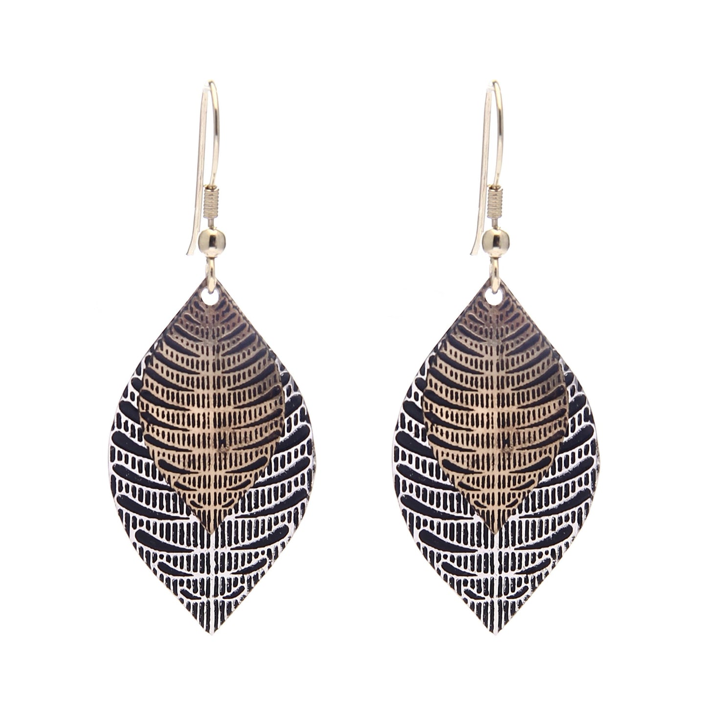 Two Tone Leaf Earrings