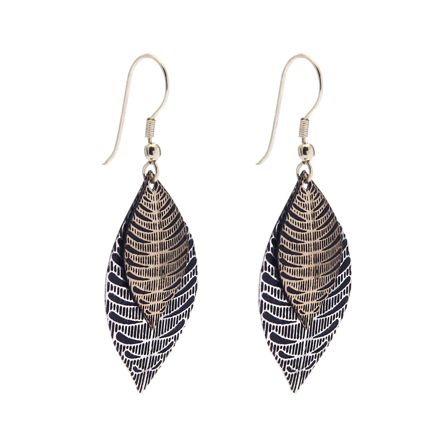 Two Tone Leaf Earrings