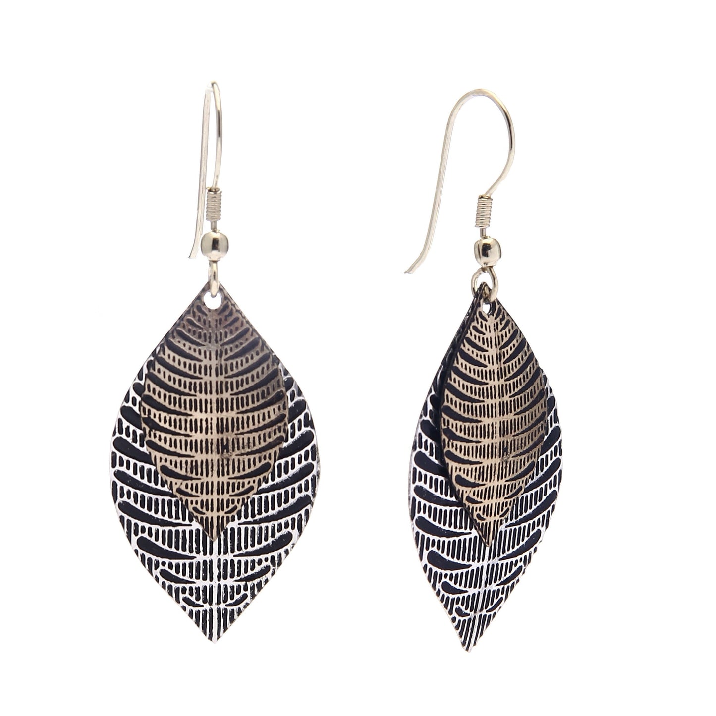 Two Tone Leaf Earrings