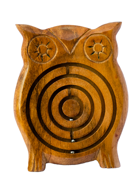 Owl-Shaped Labyrinth Acacia Wood Maze