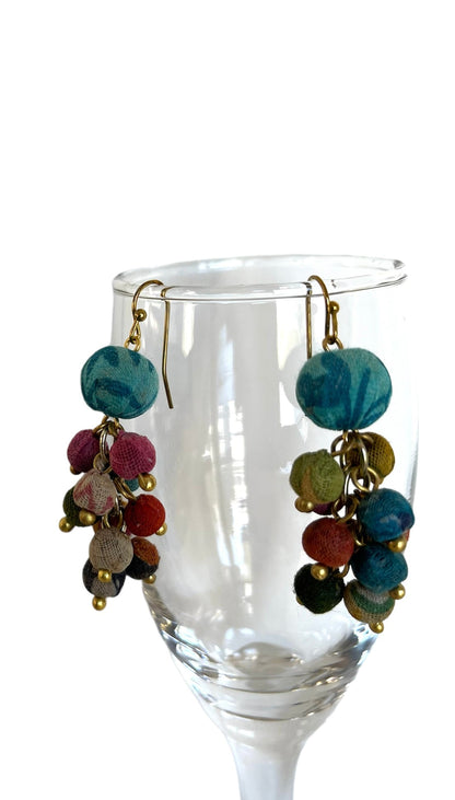 Color Splash Sari Beads Earrings