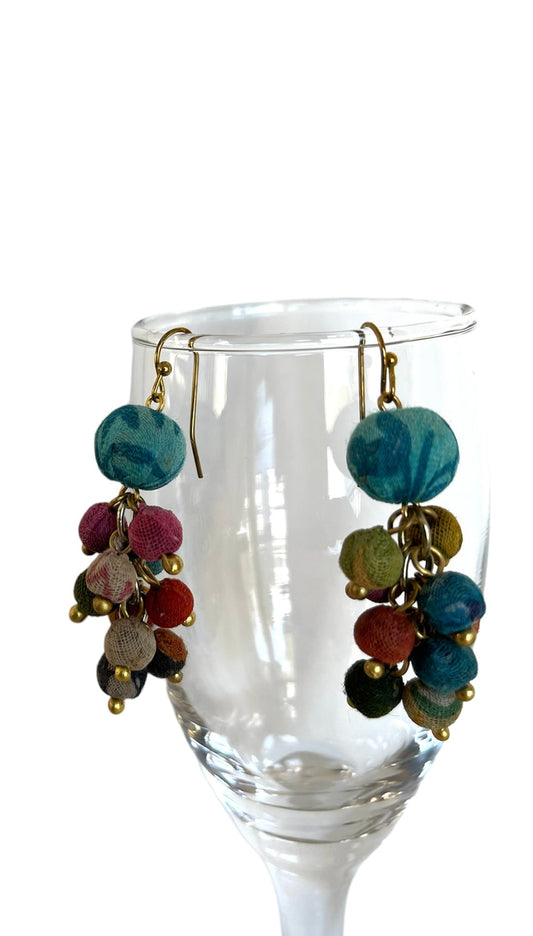 Color Splash Sari Beads Earrings