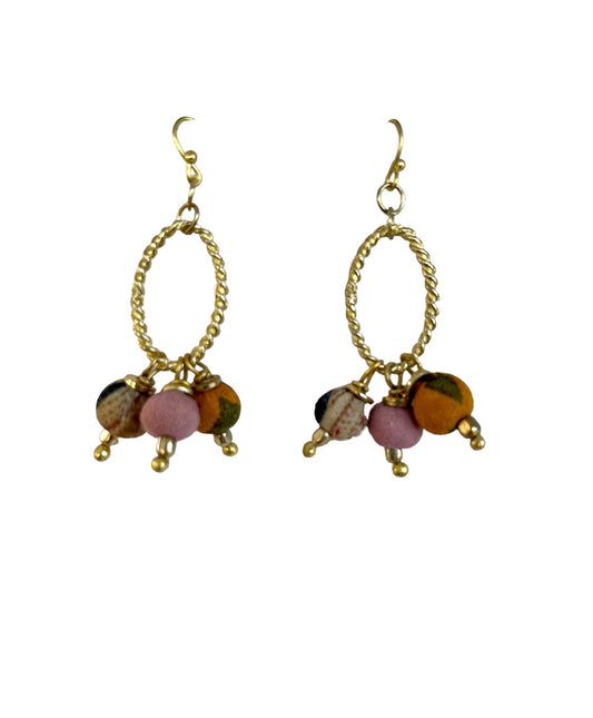 Sari Bead Oval Drop Earrings
