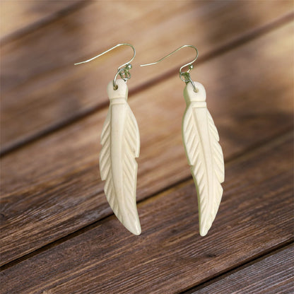 Carved Feather Earrings