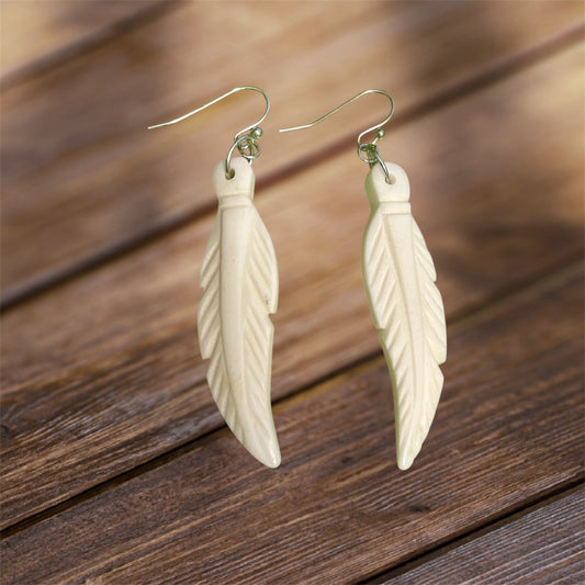 Carved Feather Earrings