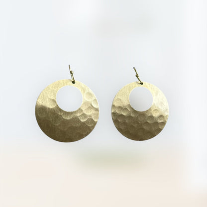 Hammered Cut Out Disc Earring