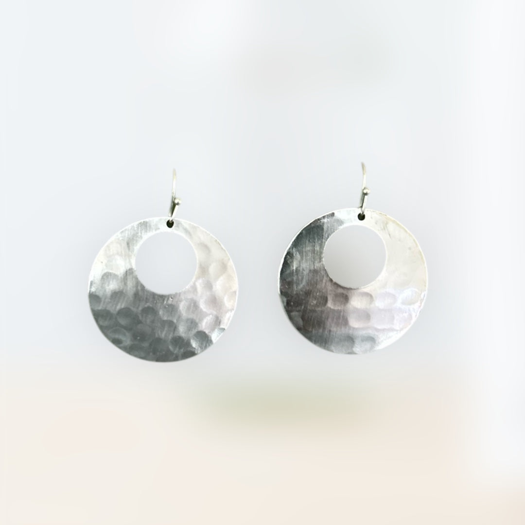 Hammered Cut Out Disc Earring