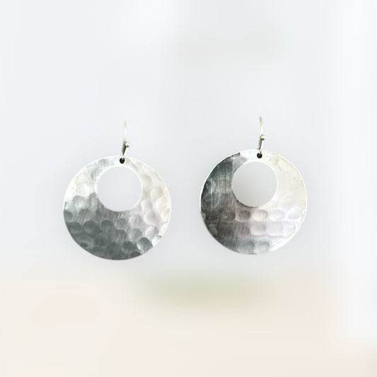 Hammered Cut Out Disc Earring