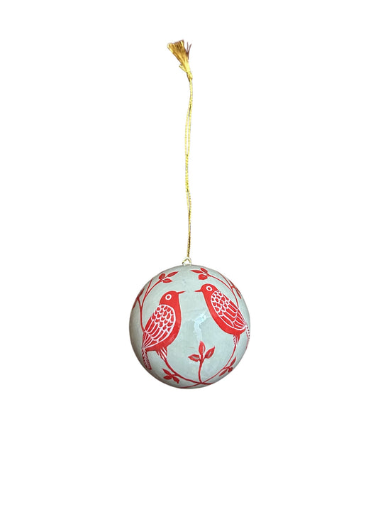 Bird Paper Mache Ball Ornament