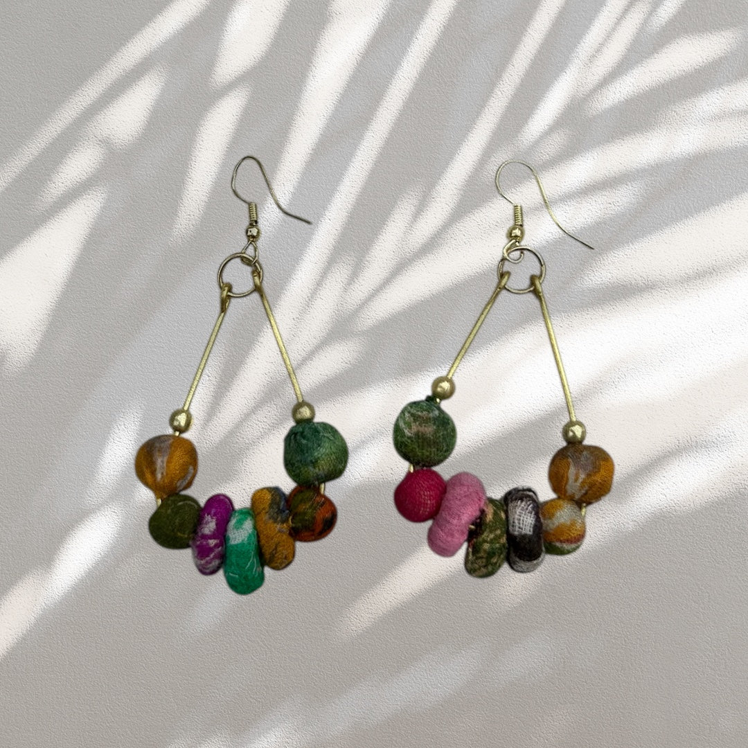 Boho Teardrop Fabric Earrings
