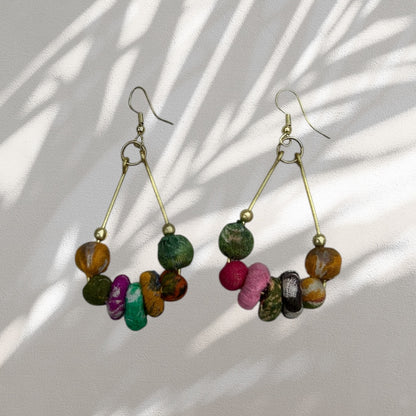 Boho Teardrop Fabric Earrings