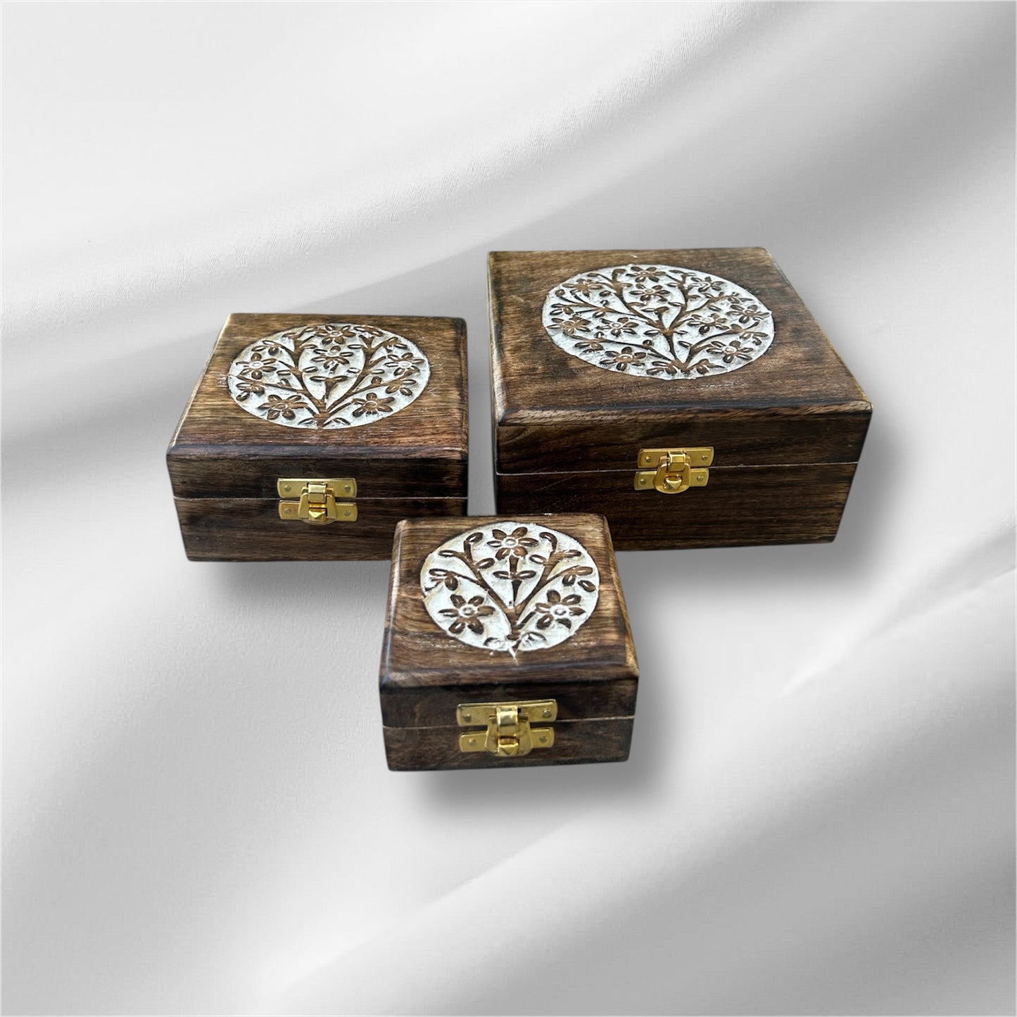 Wooden Tree Box With a Latch