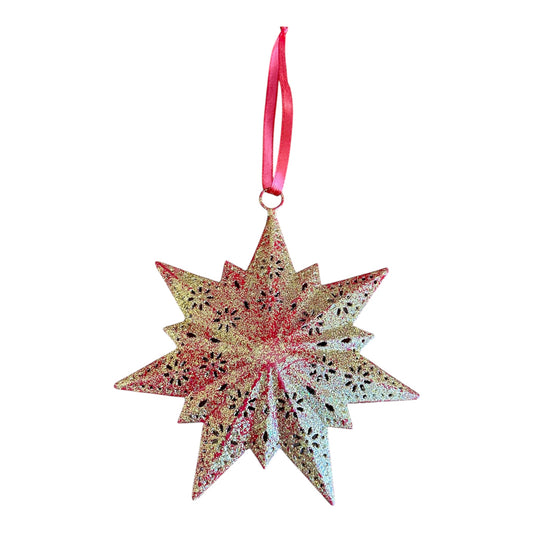 Glittering Red Star Ornament