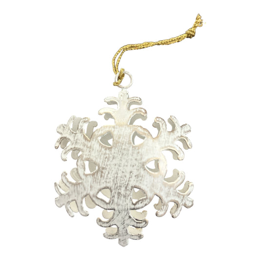 Snowflake Christmas White Ornament With Gold Affect