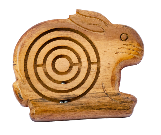 Rabbit-Shaped Labyrinth Acacia Wood Maze