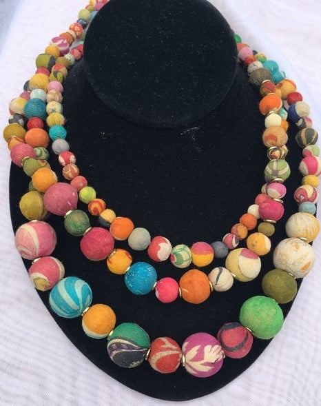 Sari Bead Triple Layered Necklace