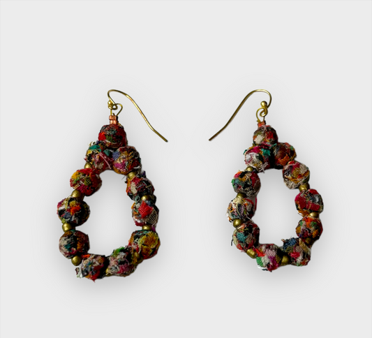 Earrings - Fabric Teardrop Beads
