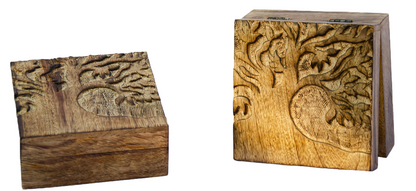 Carved Wood Tree Box