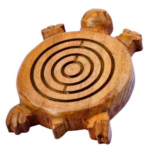 Turtle-Shaped Labyrinth Acacia Wood Maze