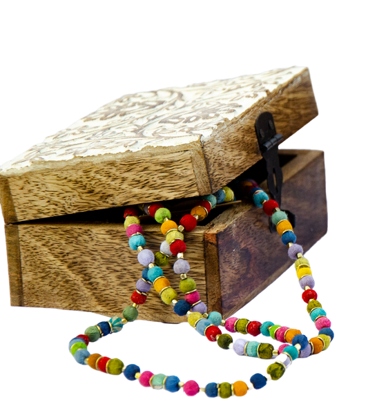 White Washed Wood Carved Box