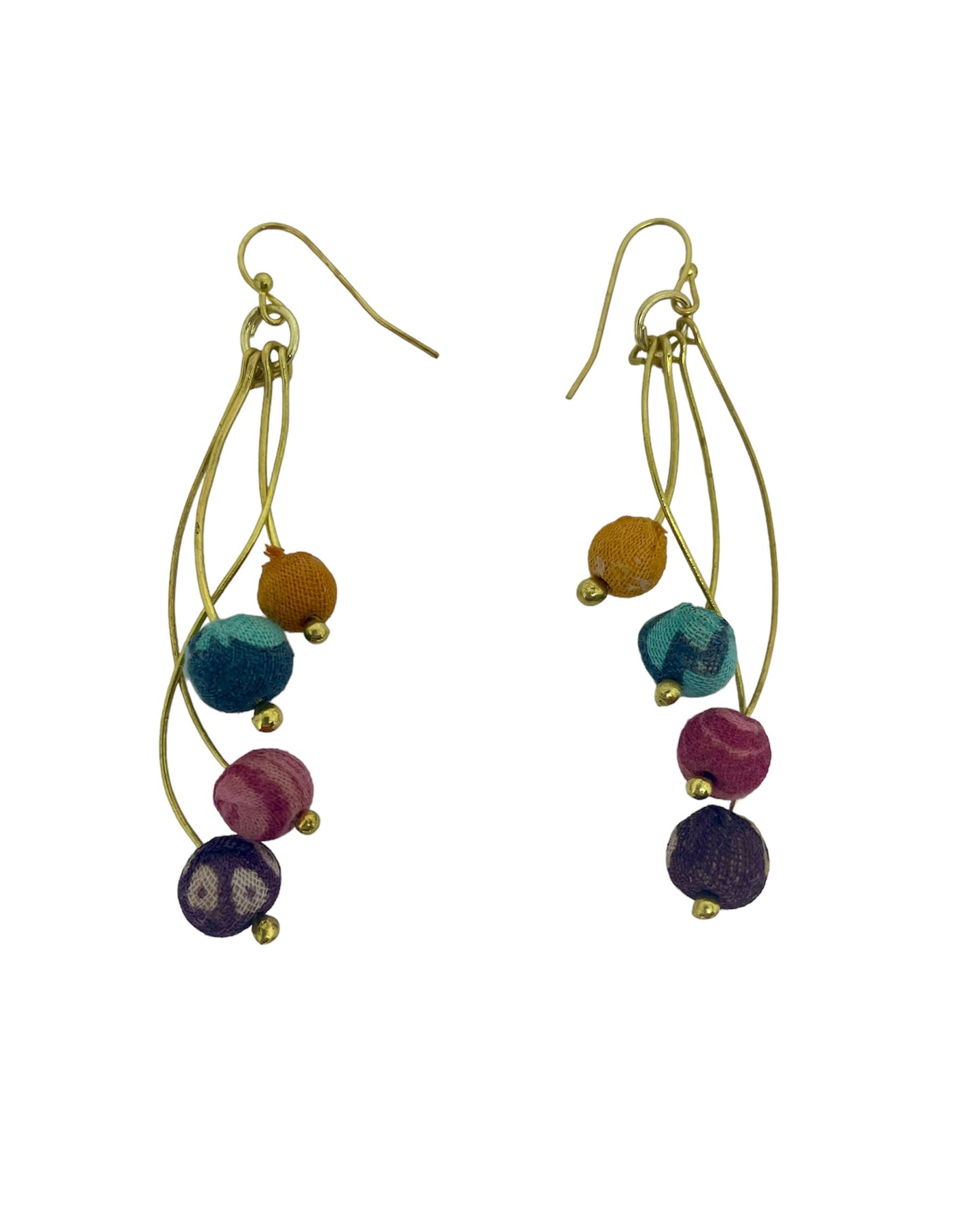 Wavy Sari Bead Drop Earrings