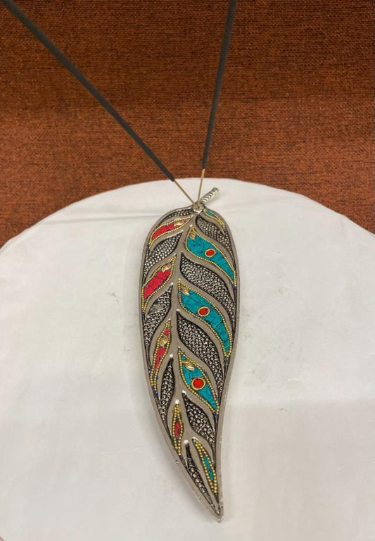 Incense Holder - Ashoka Leaf Incense Holder With Stone
